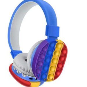 Bluetooth Wireless Headphones Fidget Bubble Pop Toy Blue Rainbow Brand New